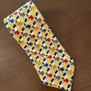 Men’s Brice Vintage Neck Tie Snoopy Sunglasses Joe Cool Yellow Allover Print